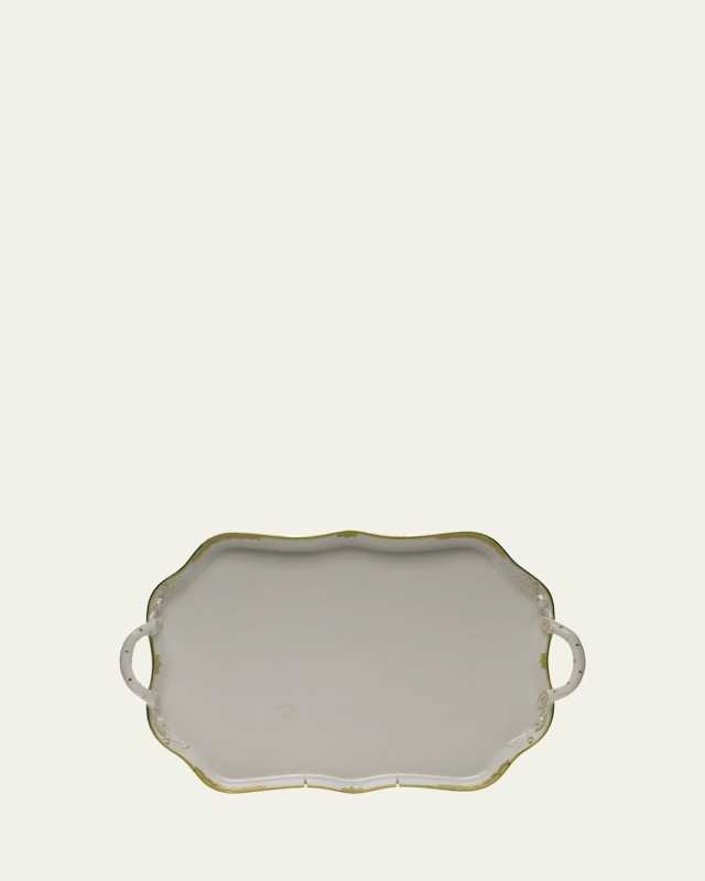 Princess Victoria Green Rectangle Tray with Branch Handles